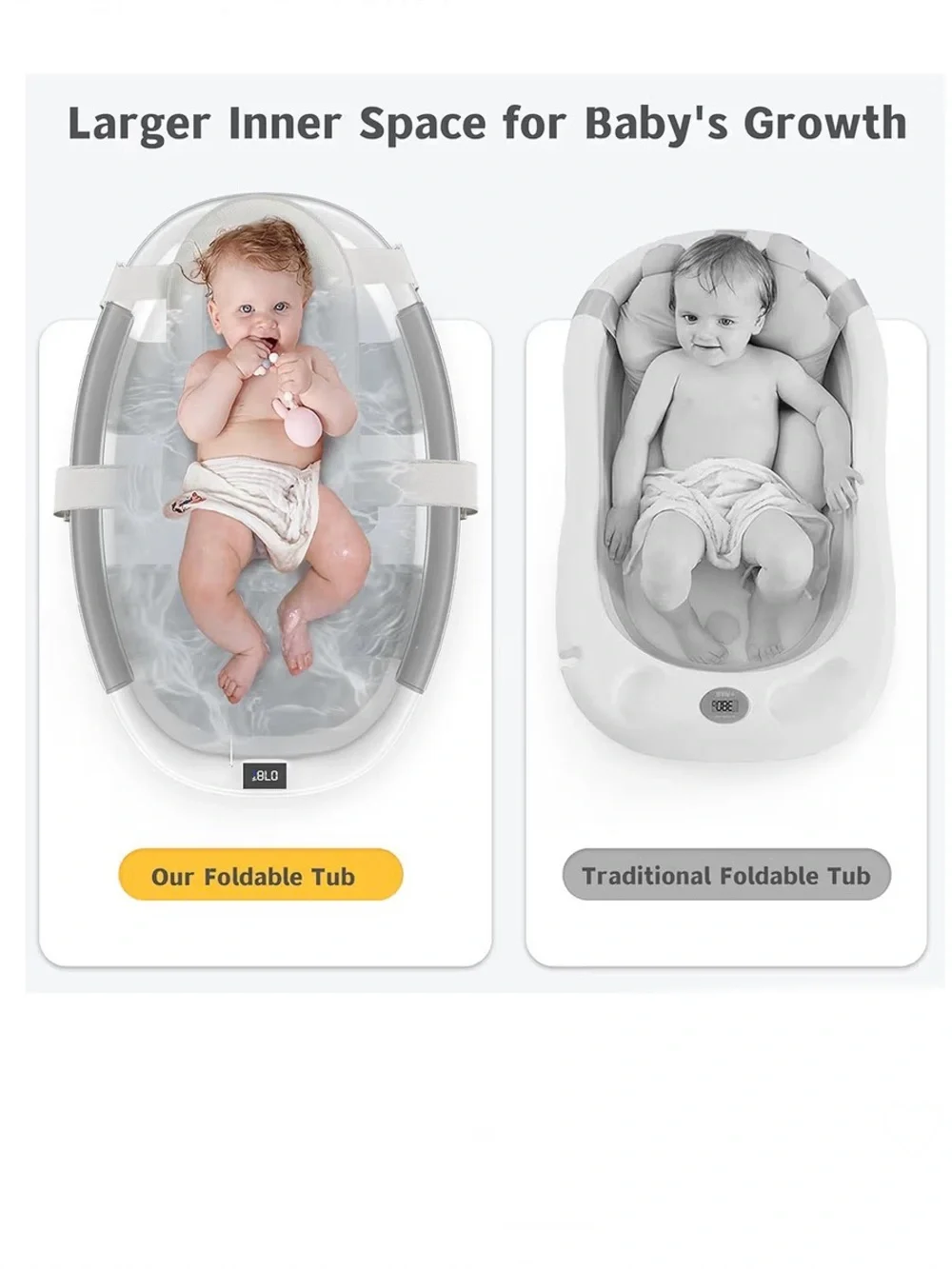 Collapsible Baby👶🏻Bathtub🛁w Cushion Thermometer🌡️& Drain Hole